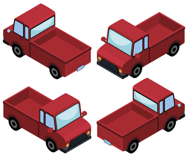 瑞德从四个不同的角度接卡车图片下载