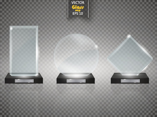 现代玻璃杯奖杯和挑战奖品。侧视图。逼真的图标对抗孤立的矢量插图图片下载