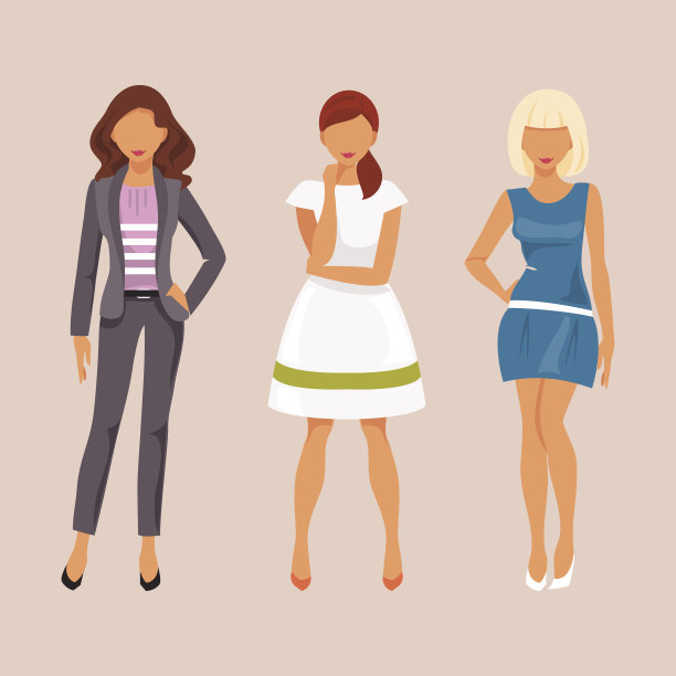 时尚的女孩。矢量图图片下载