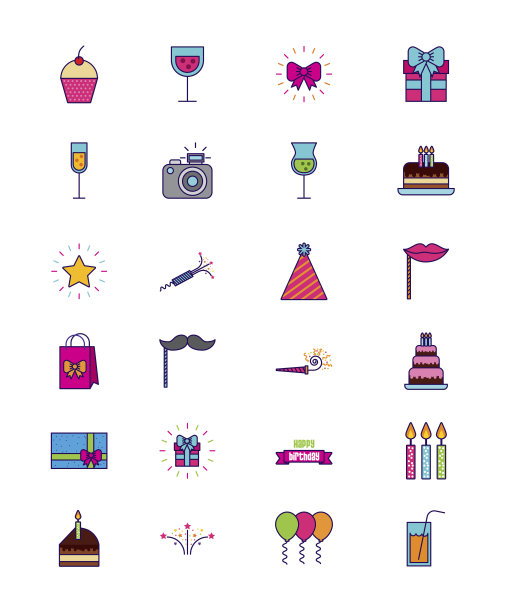 生日快乐相关的图标形象图片下载