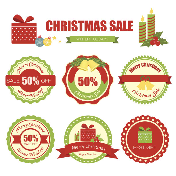圣诞标签和图标图片下载