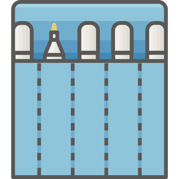 简单的艺术和爱好矢量平面图标。袋子上有记号笔，可以在外面画画。平坦的时尚偶像。48 x48像素完美。图片下载