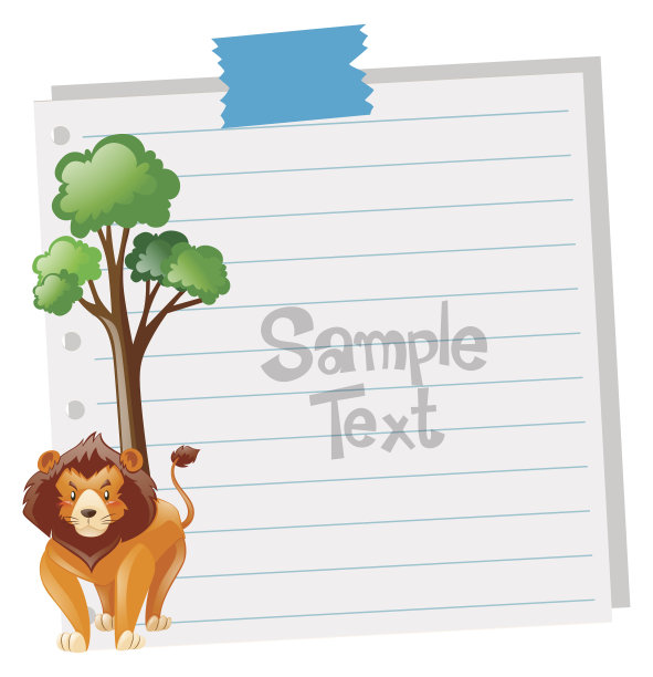 纸模板与狮子和树图片下载