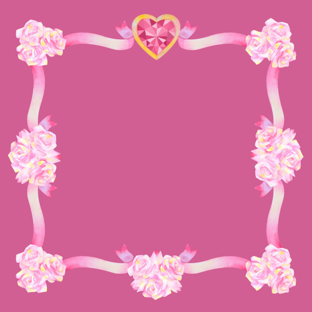 水彩画粉红色的框架图片下载