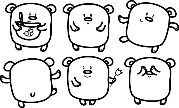 向量可爱的熊卡通。图片下载
