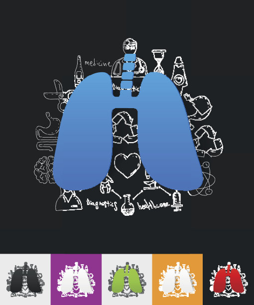 肺纸贴纸与手绘元素图片下载