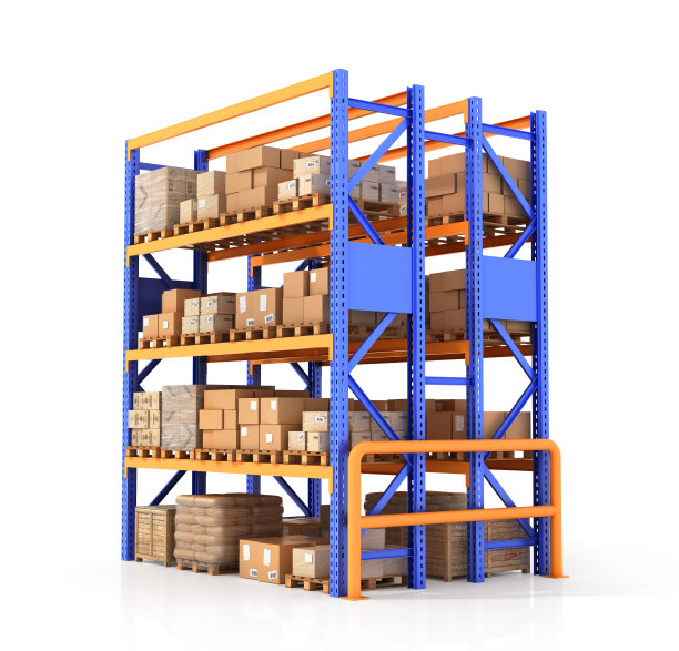 用木托盘装硬纸板箱。交付的概念。3D插图插图孤立在白色背景图片下载