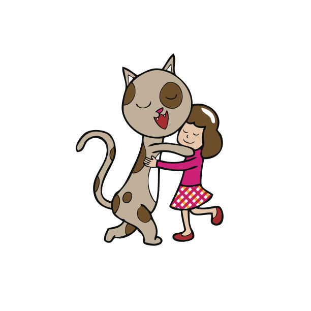抱抱女孩和猫图片下载