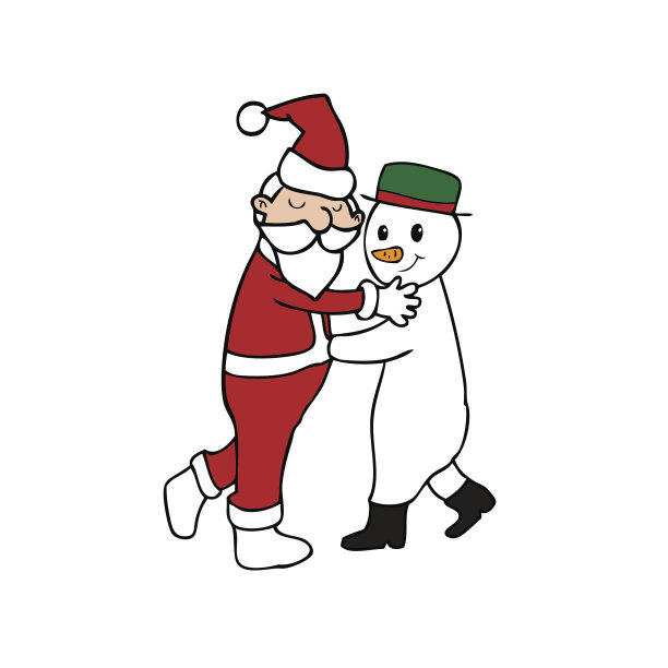 跳舞圣诞老人和雪人图片下载