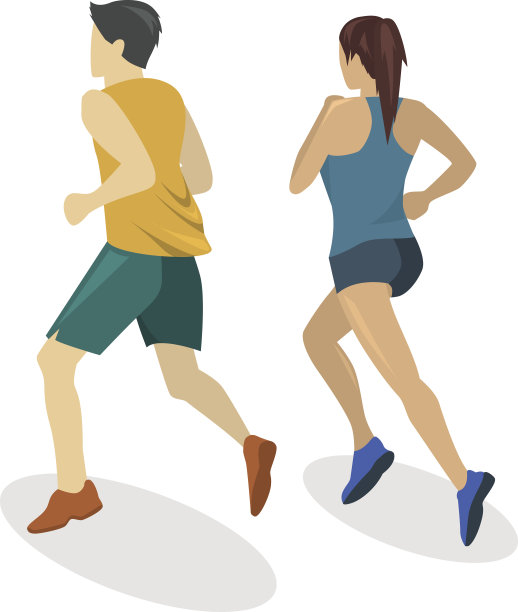 等距平面3D孤立概念人在道路上奔跑。图片下载