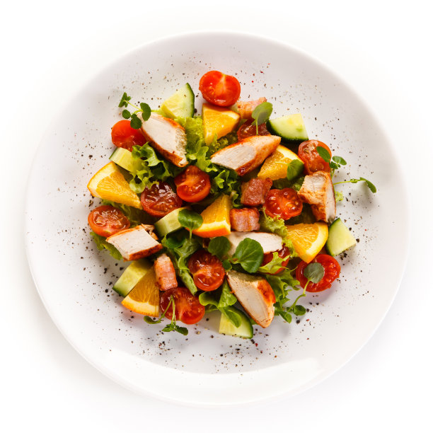 蔬菜沙拉配烤鸡肉图片下载