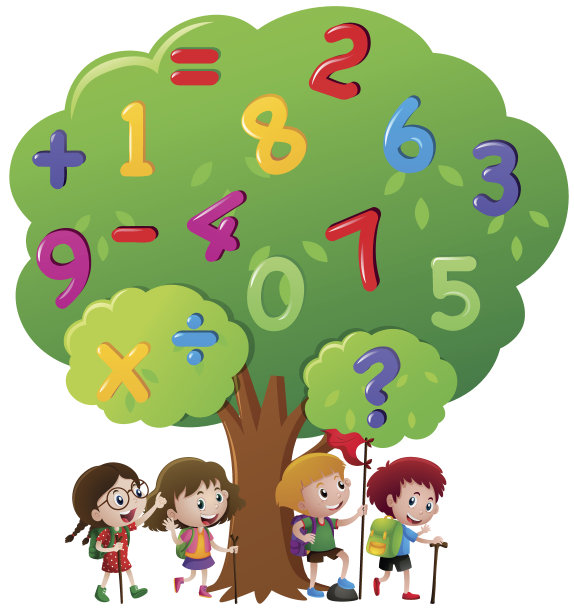 孩子和数字在树上图片下载