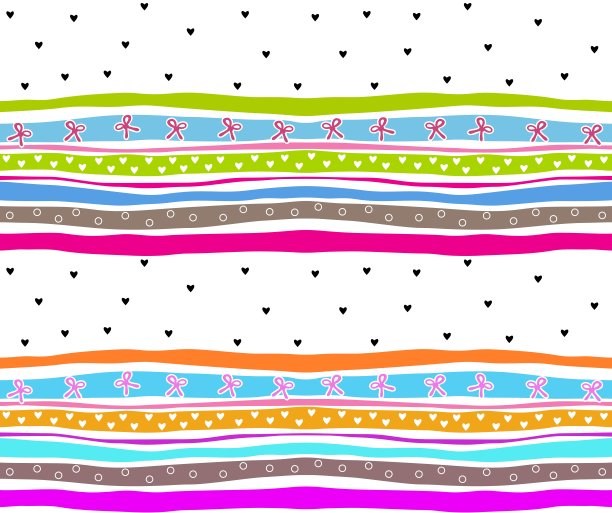 色彩鲜艳的丝带和心形图案。条纹图片下载
