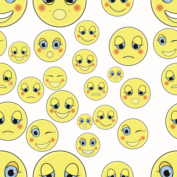 悲伤的表情集，快乐的无缝衔接。矢量图图片下载