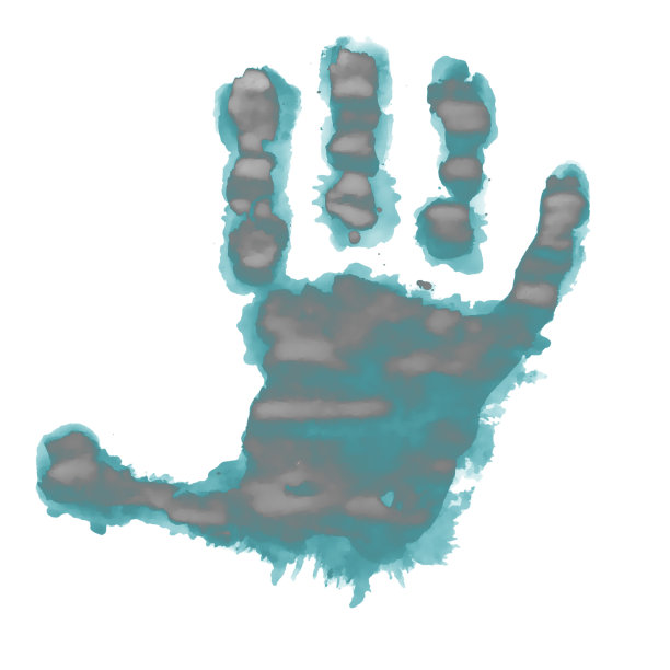 孩子的手印被隔离在白色上图片下载