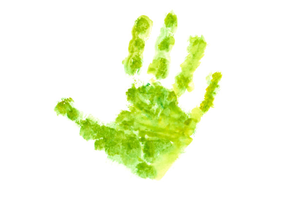 孩子的手印被隔离在白色上图片下载