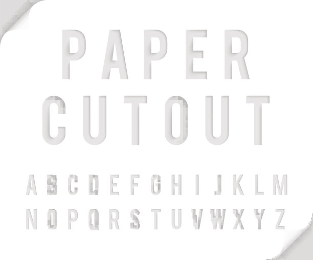 弯纸裁剪字体模板字母矢量插图素材图片