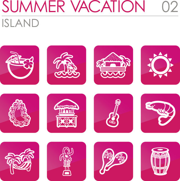 岛海滩图标设置。夏天。假期图片下载