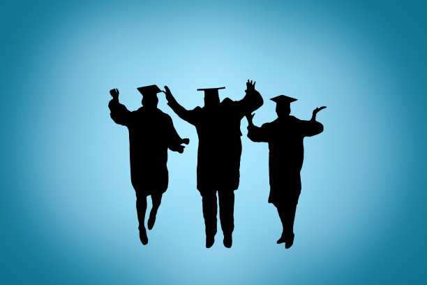 毕业生的剪影，庆祝，跳跃图片下载