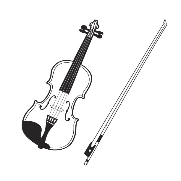 小提琴素描孤立在白色背景上。图片下载