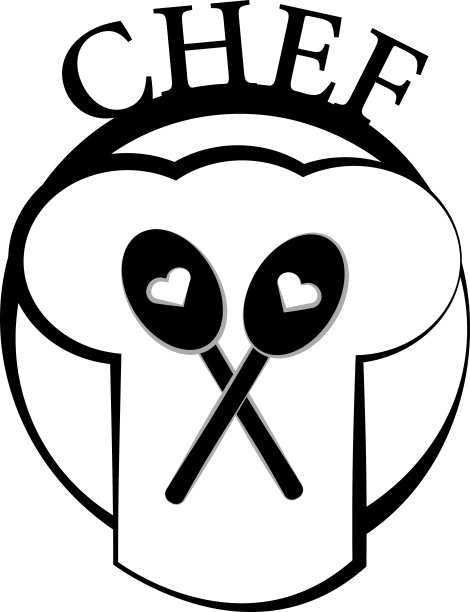 用木勺煮的帽子。烹饪符号孤立在白色背景上。矢量插图。图片下载