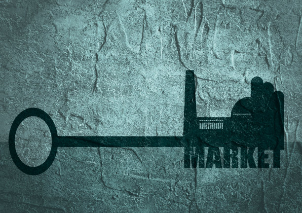 插画概念，手中握着一把市场的钥匙图片下载