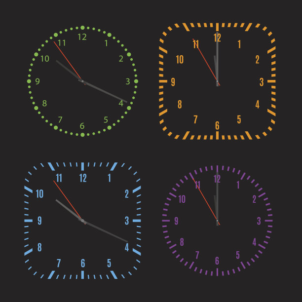 带有箭头的方形和圆形表盘，矢量图。图片下载