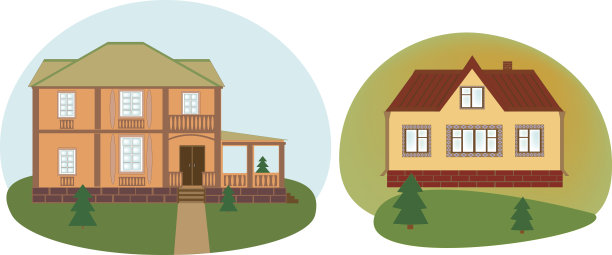 漂亮的房子。平面风格的现代建筑。矢量图图片下载