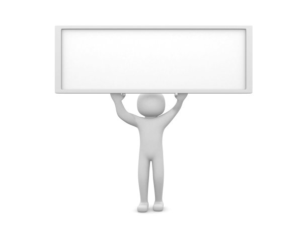 3D人拿着一块空白板。图片下载