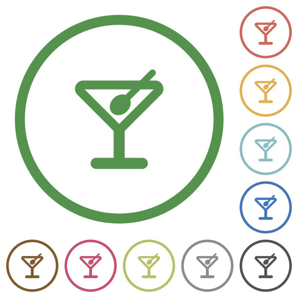 带有轮廓的鸡尾酒平面图标图片下载