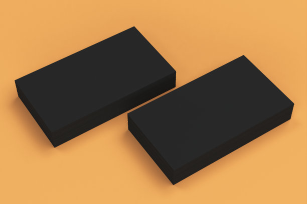 黑色空白名片模型上的橙色背景图片下载