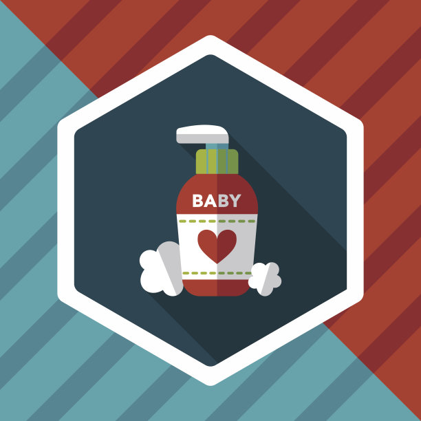 婴儿化妆品与长阴影平面图标，eps10图片下载