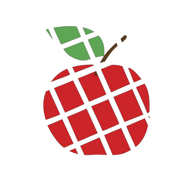 标志用红苹果。切好的水果的矢量图。图片下载