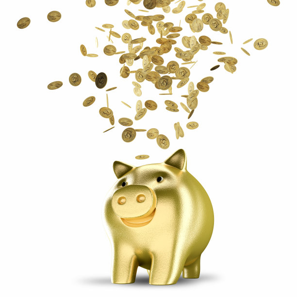 金币掉进了存钱罐图片下载