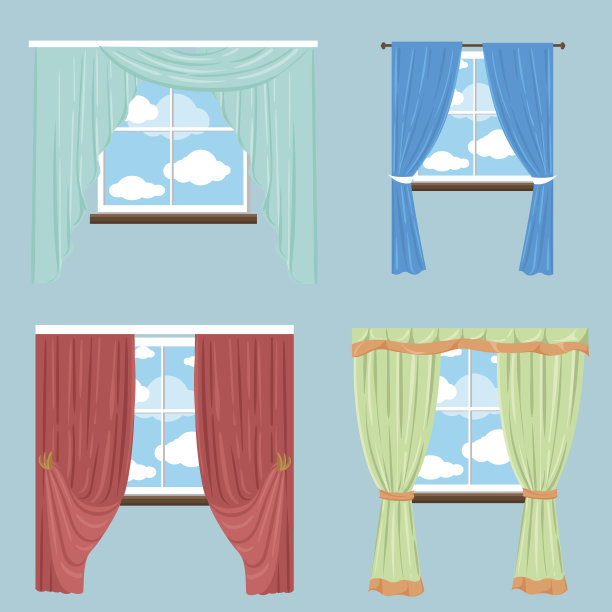 窗帘，窗帘，窗帘。向量集合的各种窗口图片下载
