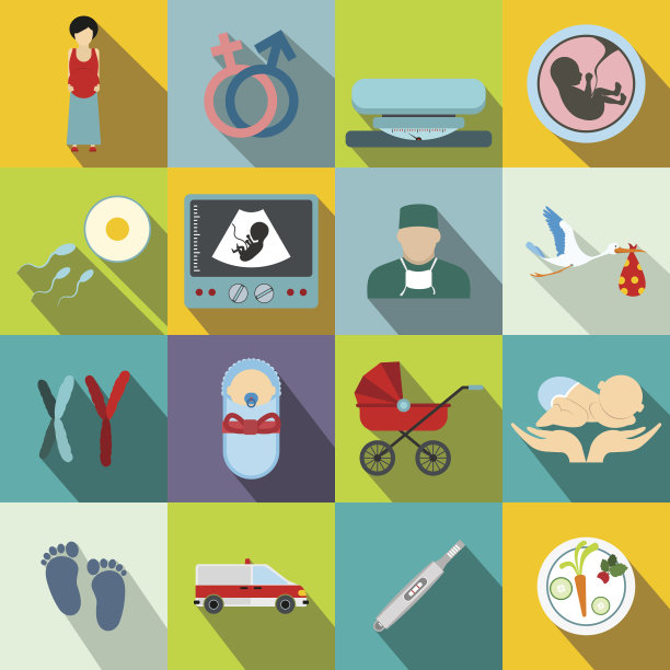 怀孕平面图标套装图片下载