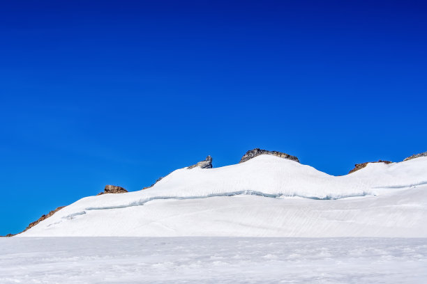 美丽的阿尔卑斯风景在蓝天之上，瑞士。图片下载