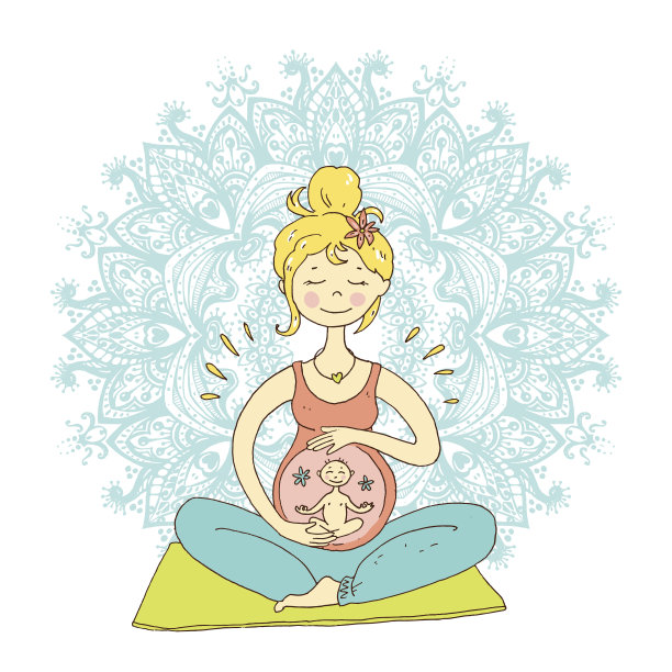 孕妇荷花位置对着曼荼罗背景。减少素材图片