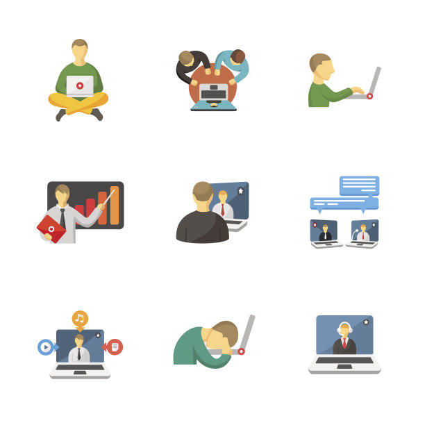 笔记本电脑和人物图标素材图片