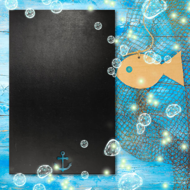 鱼夏天海滩黑板图片下载