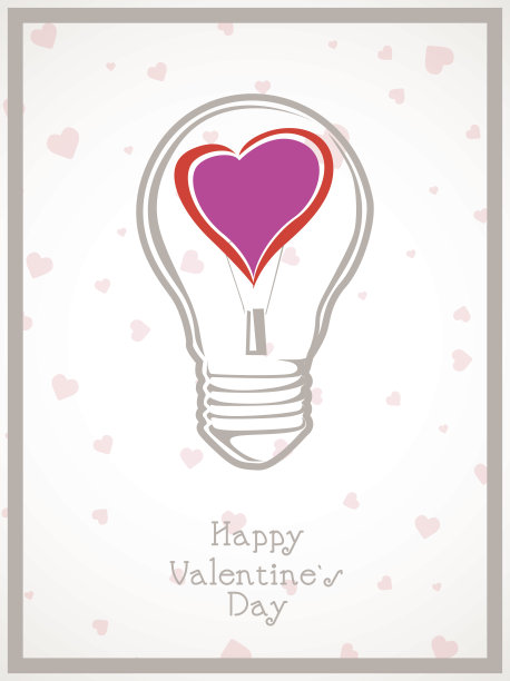 以心形情人节为背景的灯泡图片下载