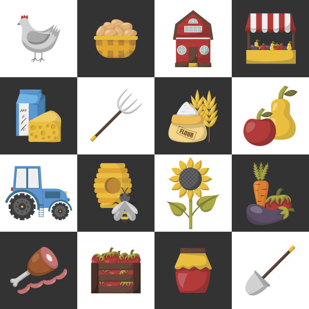 矢量卡通农场市场图标图片下载