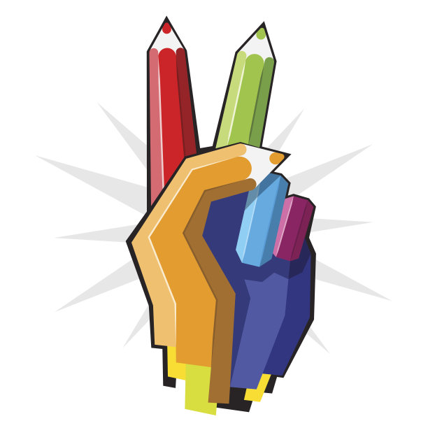 彩色铅笔的手图片下载