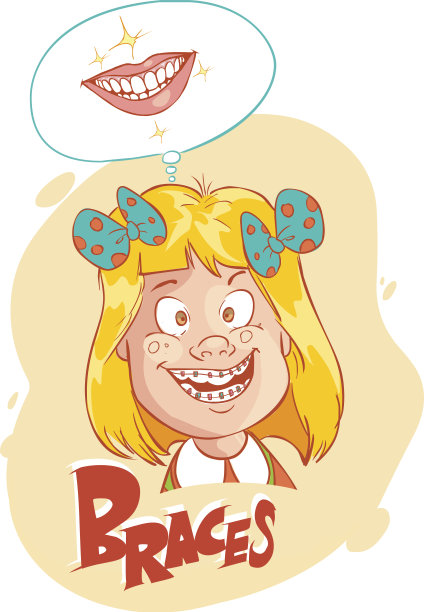 矢量插图的小女孩与背带插图图片下载