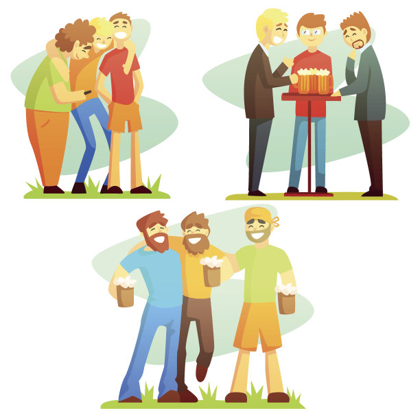 人的友谊三彩色插图图片下载