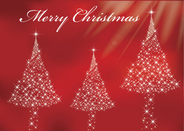 圣诞树灯，红色背景矢量素材图片下载