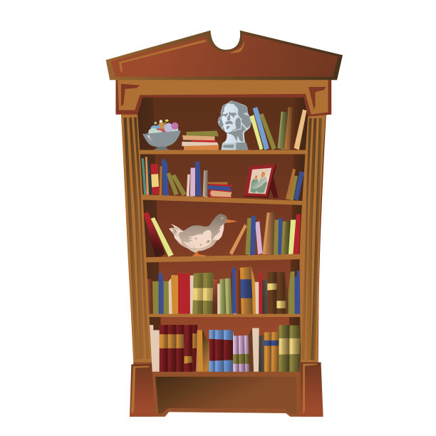 书架半身像，相框和玩具图片下载