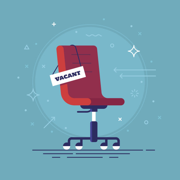 办公椅和一个空的标志组成。企业招聘和招聘理念。矢量插图。素材图片