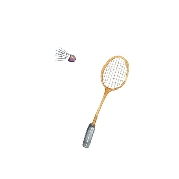 水彩羽毛球拍图片下载