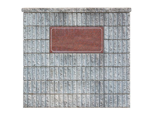 空的广告牌在混凝土砌块墙孤立在白色。图片下载